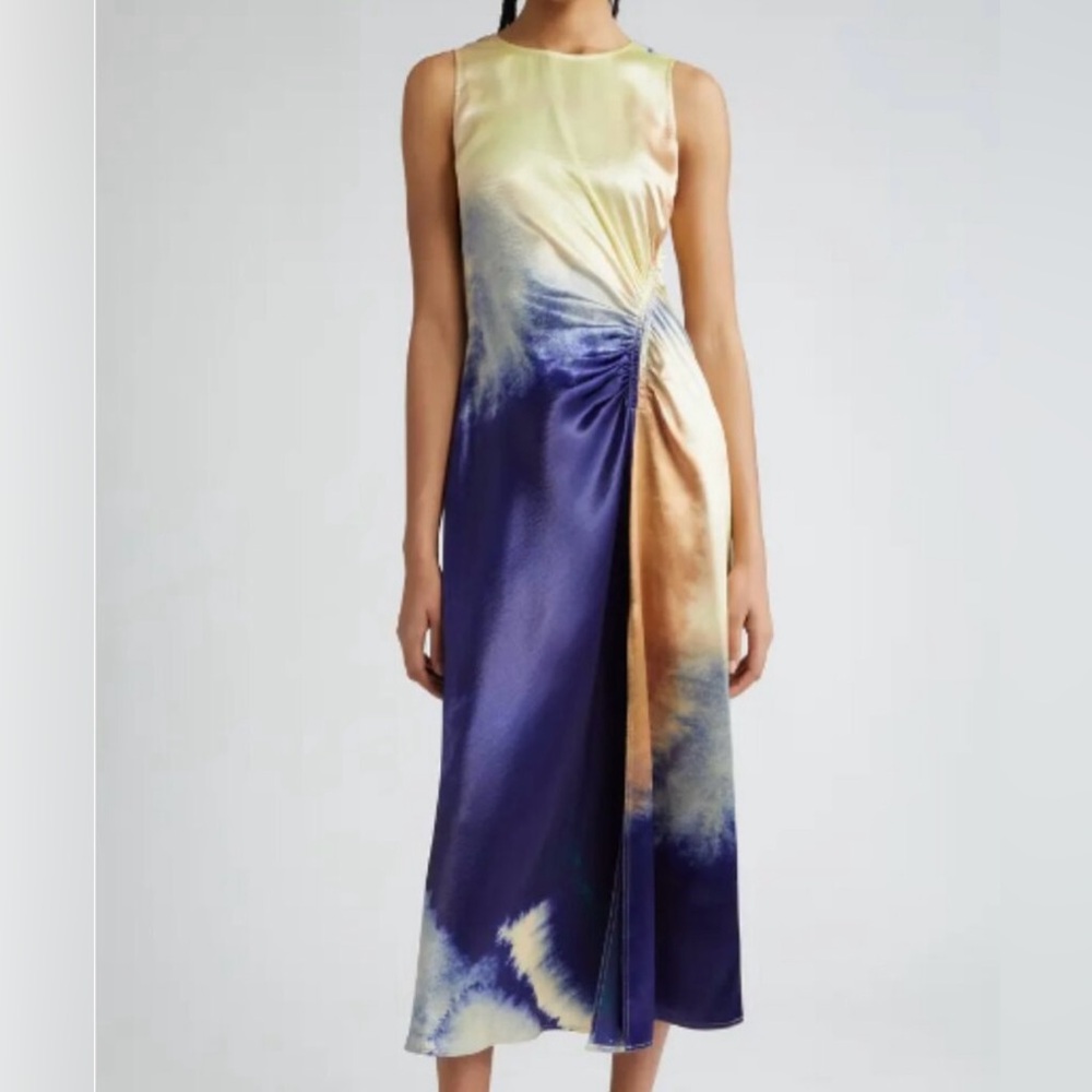 Ulla Johnson Cordelia Ruched Satin Midi Dress Sz 4